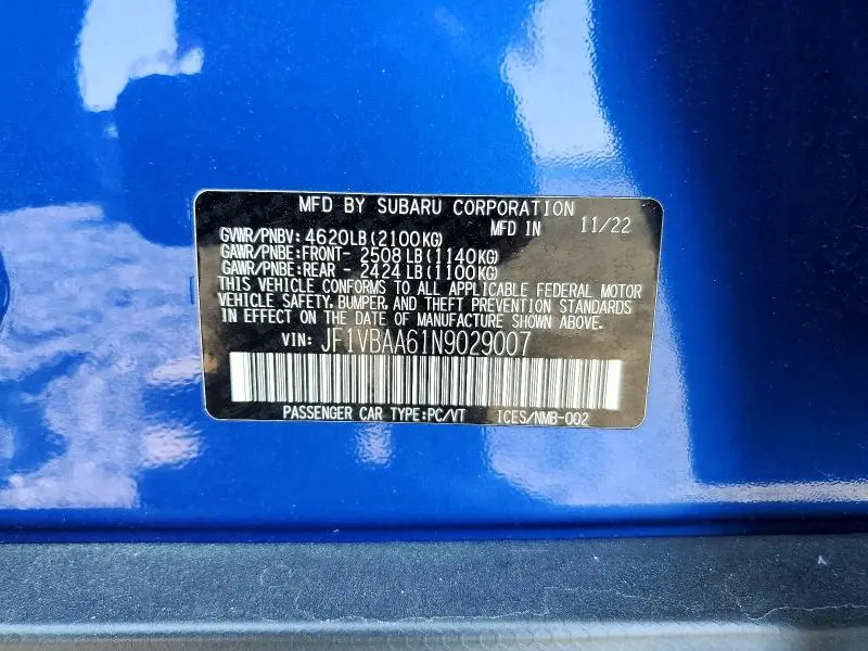 2022 SUBARU WRX   