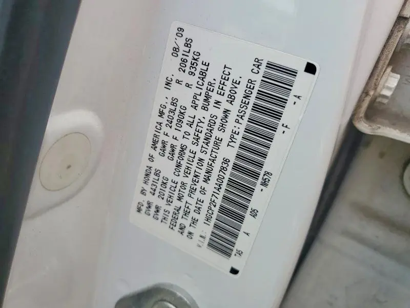 2010 HONDA ACCORD EX  
