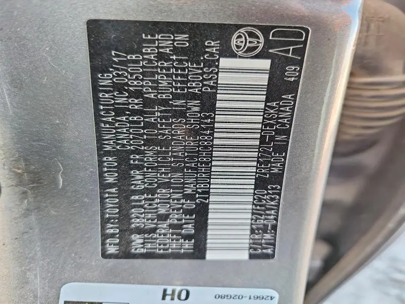 2017 TOYOTA COROLLA SE  