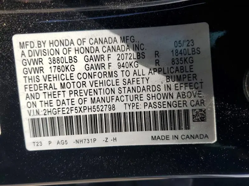2023 HONDA CIVIC SPORT  