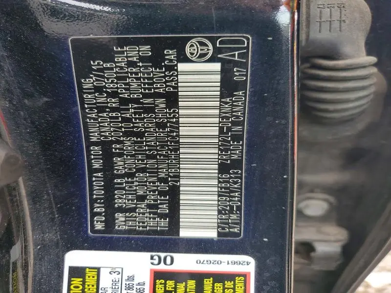 2015 TOYOTA COROLLA LE  