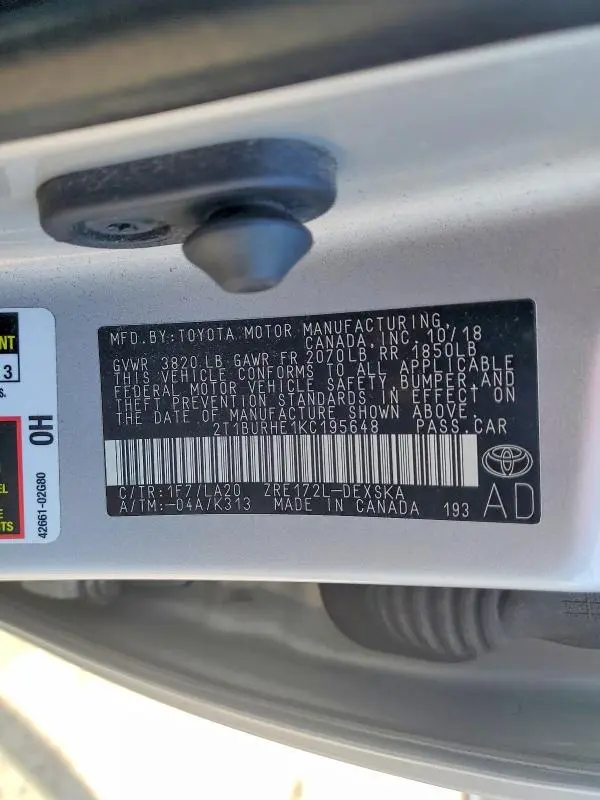 2019 TOYOTA COROLLA XSE  