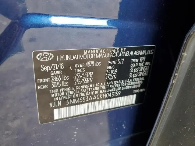 2019 HYUNDAI SANTA FE LIMITED