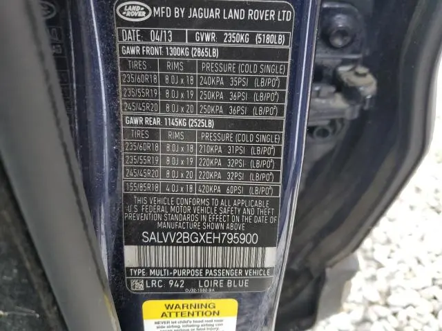 2014 LAND ROVER RANGE ROVER EVOQUE PRESTIGE PREMIUM  