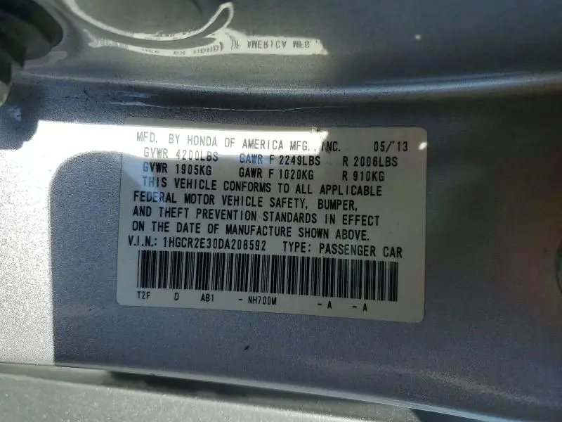 2013 HONDA ACCORD LX  