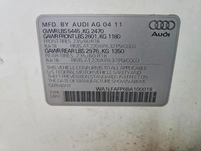 2011 AUDI Q5 PREMIUM PLUS  