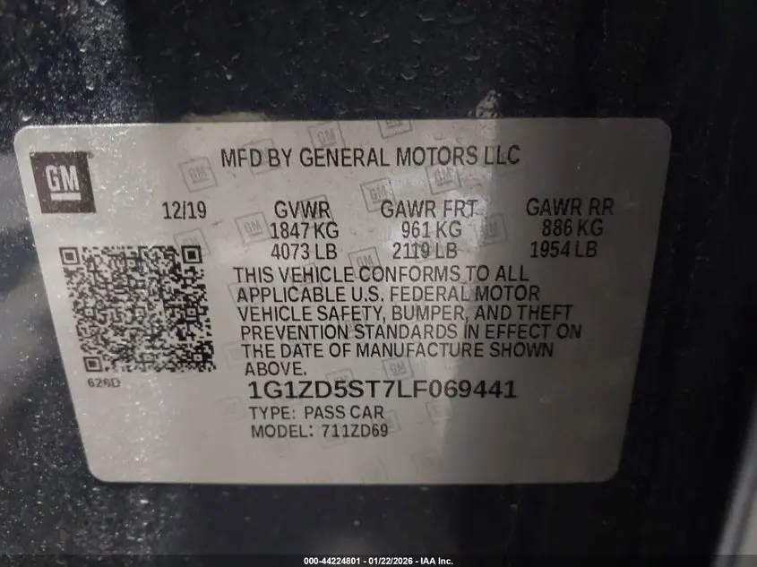 2020 CHEVROLET MALIBU FWD LT