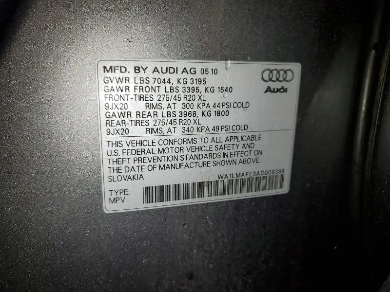 2010 AUDI Q7 PREMIUM PLUS  