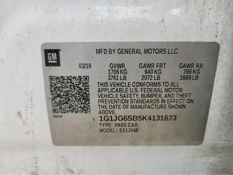 2019 CHEVROLET SONIC   