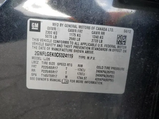 2012 CHEVROLET EQUINOX LTZ  