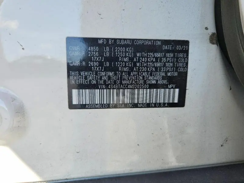 2021 SUBARU OUTBACK PREMIUM  