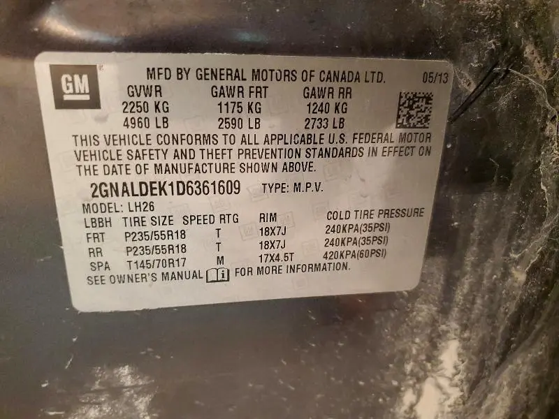 2013 CHEVROLET EQUINOX LT  