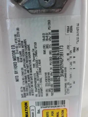 2016 FORD FUSION SE  