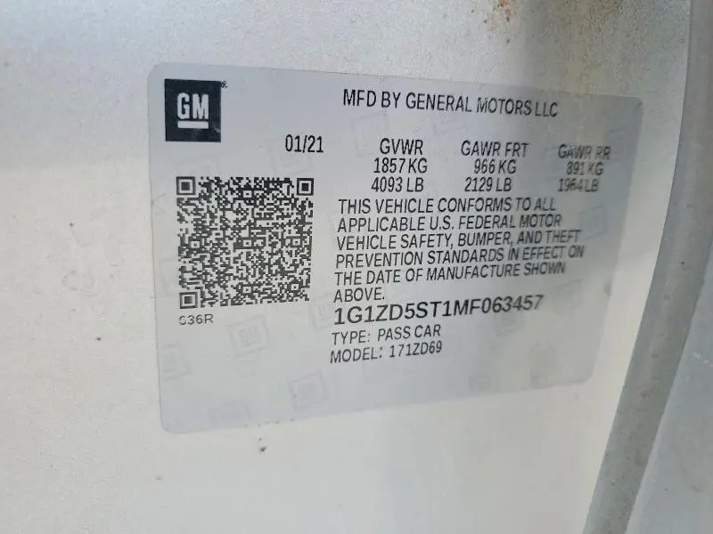 2021 CHEVROLET MALIBU LT  