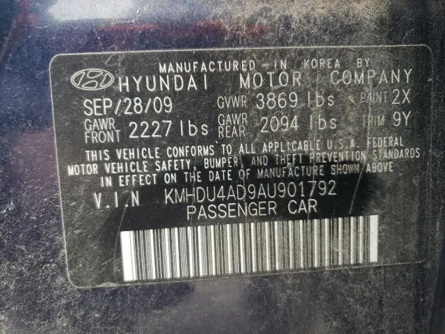 2010 HYUNDAI ELANTRA BLUE  