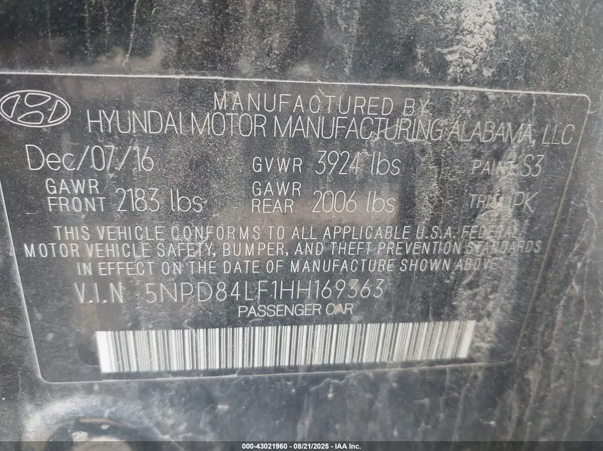 2017 HYUNDAI ELANTRA SE