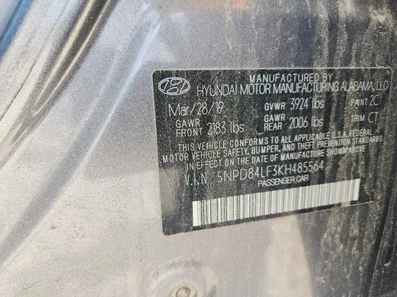 2019 HYUNDAI ELANTRA SEL  