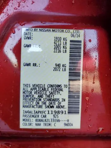 2015 NISSAN ALTIMA 2.5  