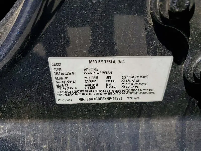 2022 TESLA MODEL Y   