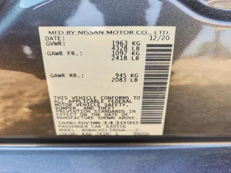 2021 NISSAN ALTIMA 2.5 SV  