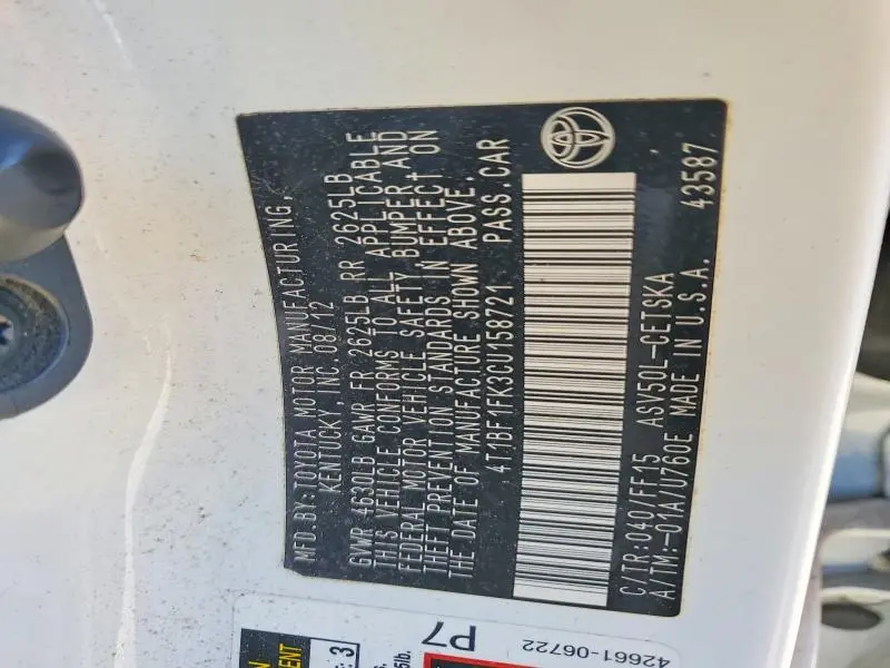 2012 TOYOTA CAMRY BASE  
