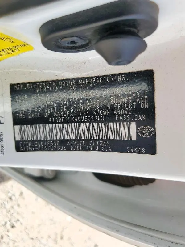 2012 TOYOTA CAMRY XLE  