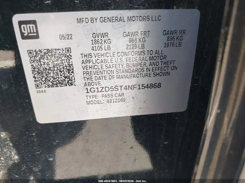 2022 CHEVROLET MALIBU LT