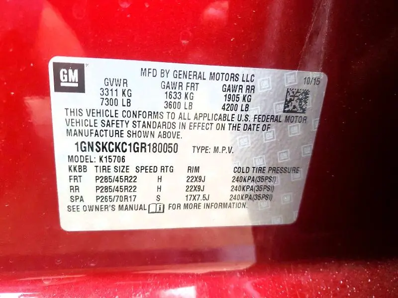 2016 CHEVROLET TAHOE K1500 LTZ  