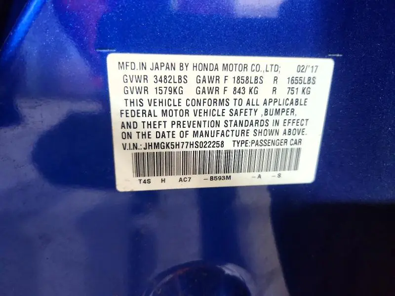 2017 HONDA FIT EX  