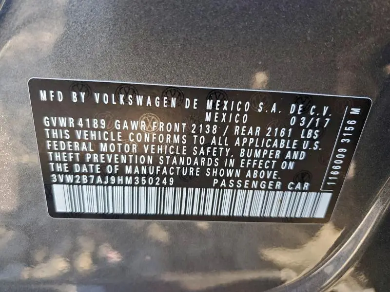 2017 VOLKSWAGEN JETTA S  