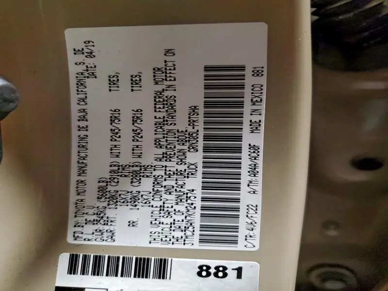 2019 TOYOTA TACOMA DOUBLE CAB  