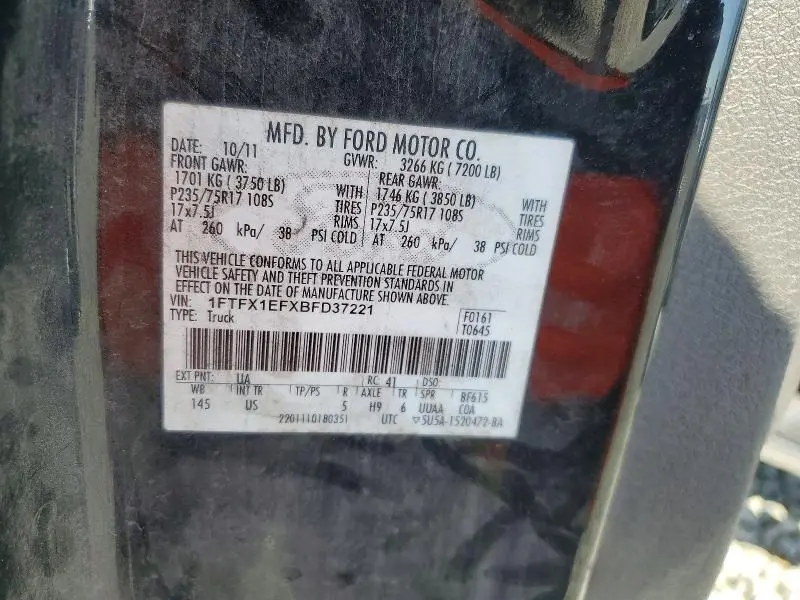 2011 FORD F150 SUPER CAB  