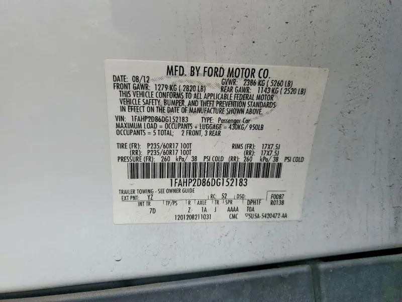 2013 FORD TAURUS SE  