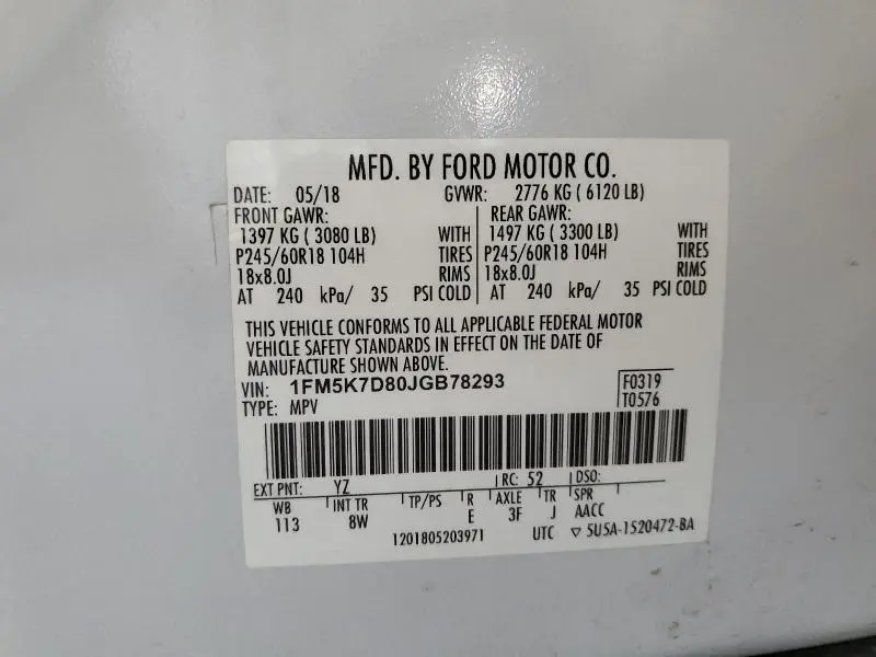 2018 FORD EXPLORER XLT  