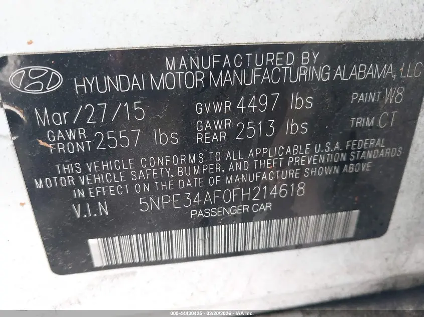 2015 HYUNDAI SONATA SPORT