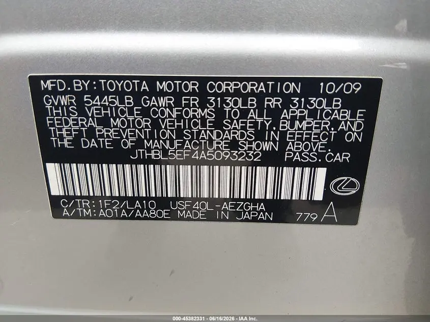 2010 LEXUS LS 460  