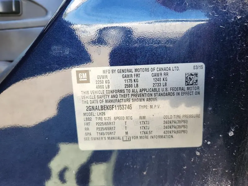 2015 CHEVROLET EQUINOX LT  