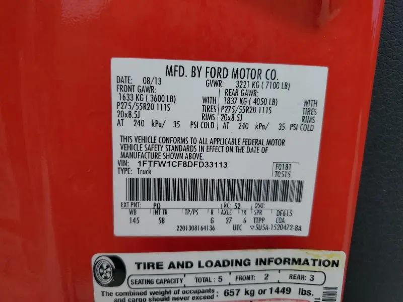 2013 FORD F150 SUPERCREW  