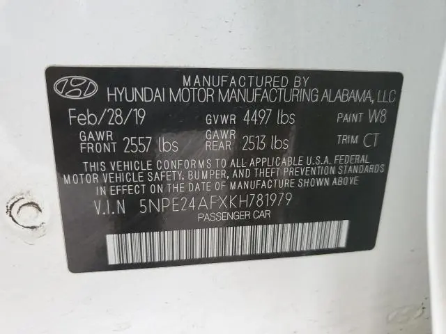 2019 HYUNDAI SONATA SE  