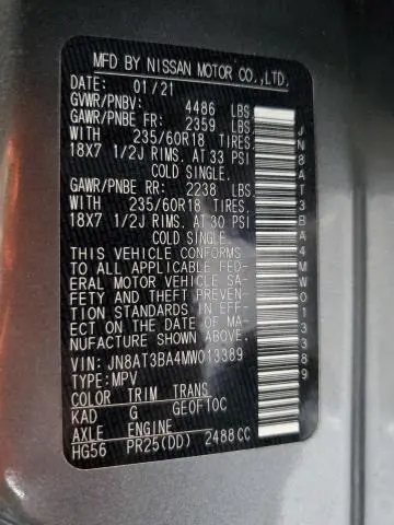 2021 NISSAN ROGUE SV  