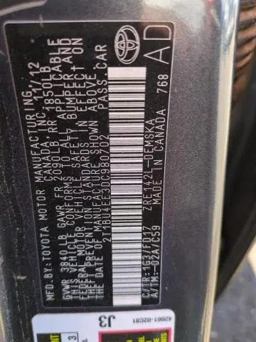 2013 TOYOTA COROLLA BASE  