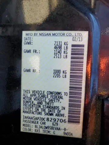 2013 NISSAN MAXIMA S  