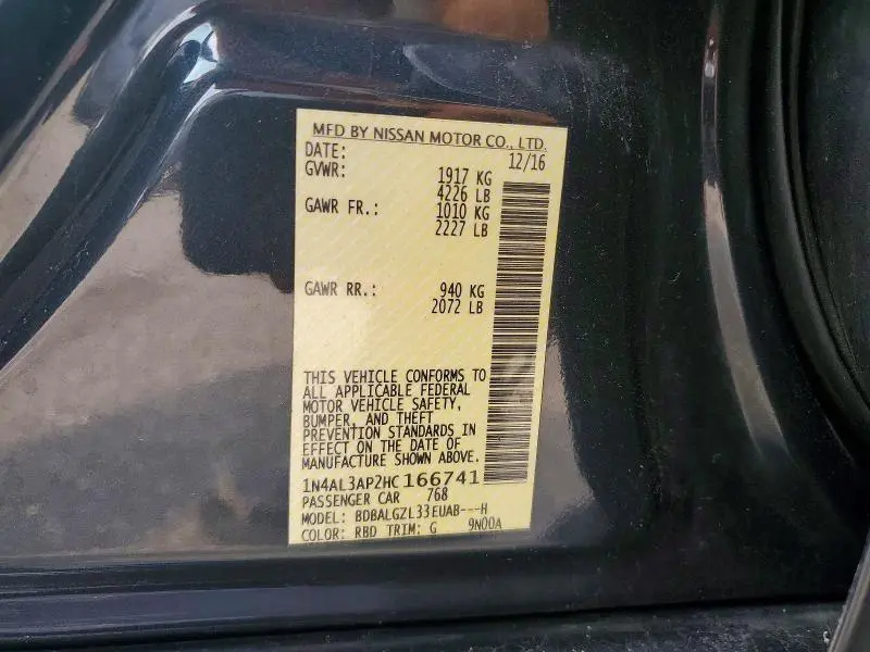 2017 NISSAN ALTIMA 2.5 S  