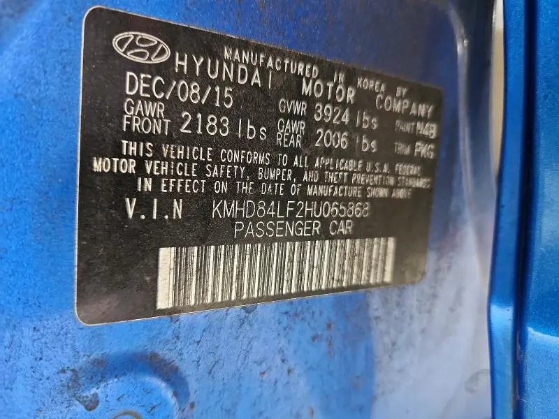 2017 HYUNDAI ELANTRA SE  