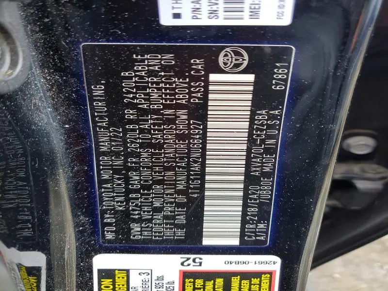 2022 TOYOTA CAMRY SE  