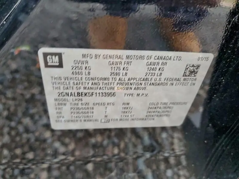 2015 CHEVROLET EQUINOX LT  