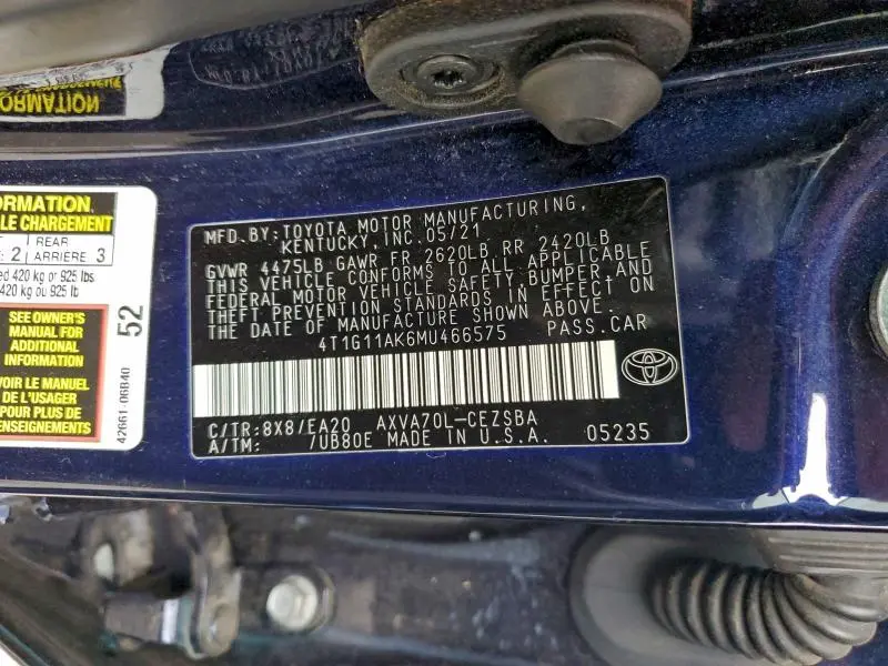 2021 TOYOTA CAMRY SE  