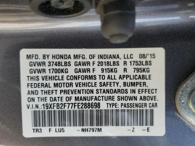 2015 HONDA CIVIC SE  