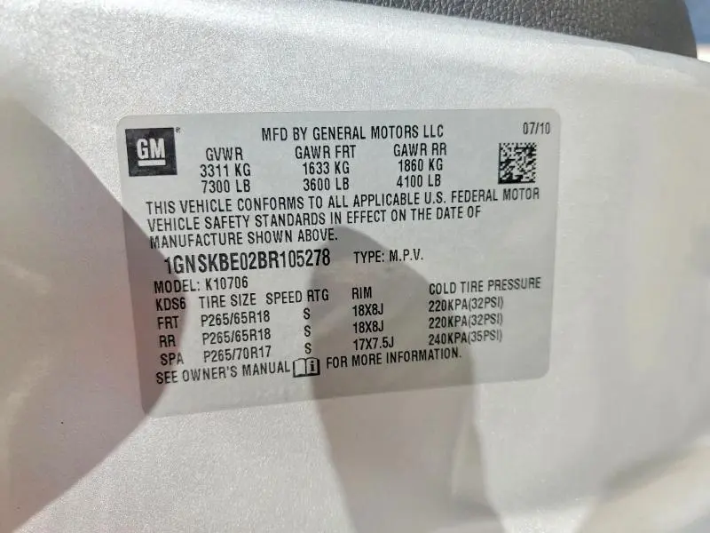 2011 CHEVROLET TAHOE K1500 LT  