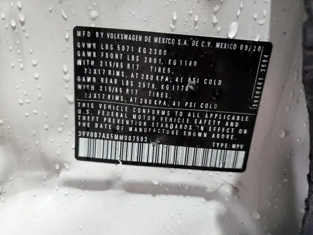 2021 VOLKSWAGEN TIGUAN S  